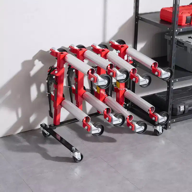 VEVOR Carrello Porta Dolly, Rack Portaoggetti con Ruote Girevoli a 360°, Organizzatore per Cavalletto Idraulico a Cricchetto, Capacità 4 Dolly, Nero