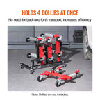 VEVOR Carrello Porta Dolly, Rack Portaoggetti con Ruote Girevoli a 360°, Organizzatore per Cavalletto Idraulico a Cricchetto, Capacità 4 Dolly, Nero