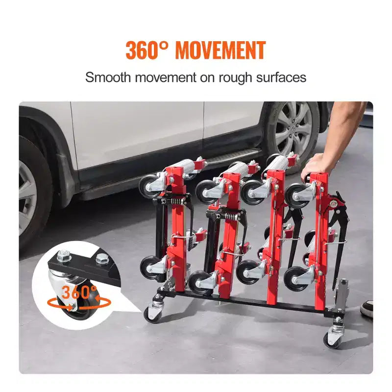 VEVOR Carrello Porta Dolly, Rack Portaoggetti con Ruote Girevoli a 360°, Organizzatore per Cavalletto Idraulico a Cricchetto, Capacità 4 Dolly, Nero
