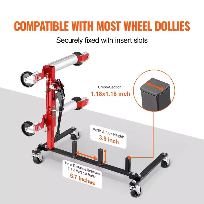 VEVOR Carrello Porta Dolly, Rack Portaoggetti con Ruote Girevoli a 360°, Organizzatore per Cavalletto Idraulico a Cricchetto, Capacità 4 Dolly, Nero