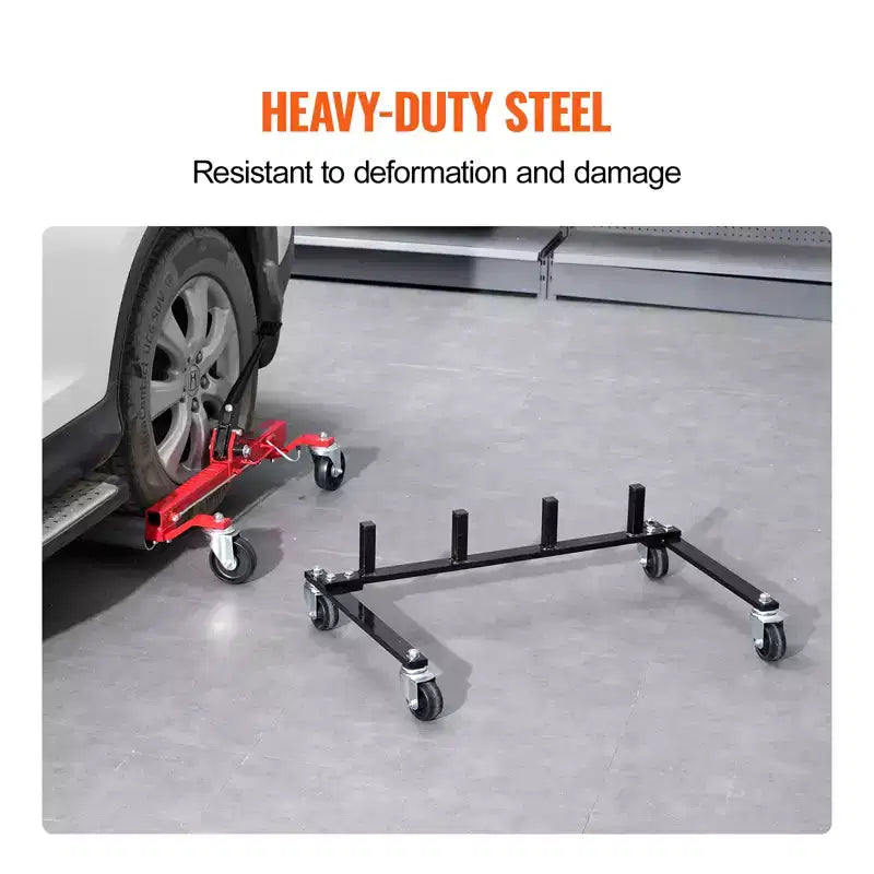 VEVOR Carrello Porta Dolly, Rack Portaoggetti con Ruote Girevoli a 360°, Organizzatore per Cavalletto Idraulico a Cricchetto, Capacità 4 Dolly, Nero