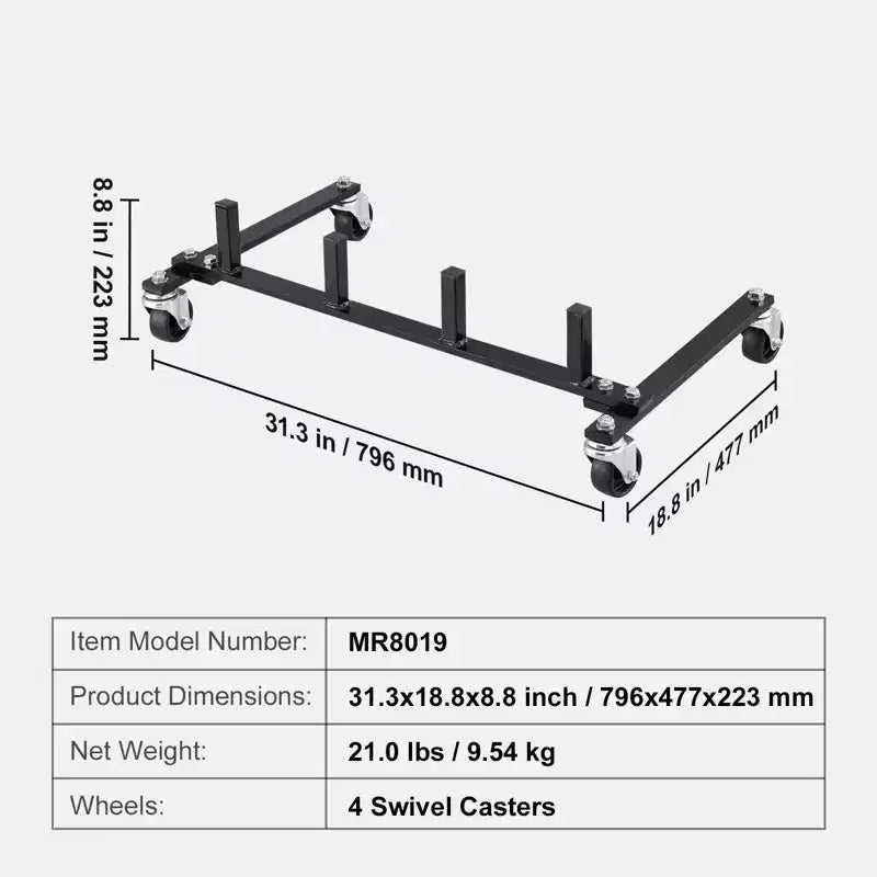 VEVOR Carrello Porta Dolly, Rack Portaoggetti con Ruote Girevoli a 360°, Organizzatore per Cavalletto Idraulico a Cricchetto, Capacità 4 Dolly, Nero