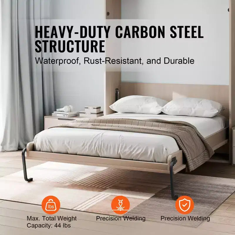 Kit letto a scomparsa VEVOR, una piazza, kit meccanico di ferramenta di lusso fai da te per letto a muro verticale, leva pneumatica resistente supporto per telaio letto, letto pieghevole, nero