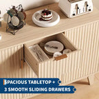 CuisinSmart 47,2 Credenza Moderna con Scanalature, Armadietto Contenitore in Legno con 3 Cassetti, 2 Ante e Ripiani Regolabili per Soggiorno Cucina