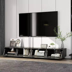 Famapy Mobile TV Geometrico Nero - Motivo per TV da 78 Pollici, Mobile Porta TV Moderno con Ante a Ribalta, Mobiletti Contenitori per il Tuo Soggiorno