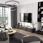 Famapy Mobile TV Geometrico Nero - Motivo per TV da 78 Pollici, Mobile Porta TV Moderno con Ante a Ribalta, Mobiletti Contenitori per il Tuo Soggiorno