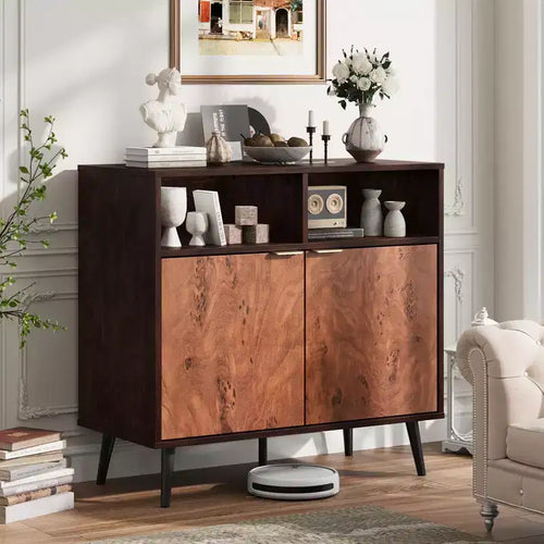 31.5 Mobile Credenza Buffet con Vano Contenitore, Mobile da Cucina in Legno Stile Fattoria