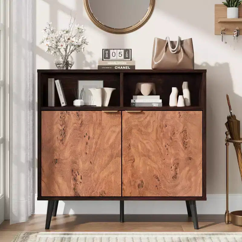 31.5 Mobile Credenza Buffet con Vano Contenitore, Mobile da Cucina in Legno Stile Fattoria