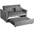 PexFix Divano Letto Trasformabile 3 in 1 Divano Estraibile Schienale Regolabile in Velluto Divanetto Futon con Cuscini per Soggiorno Grigio Scuro