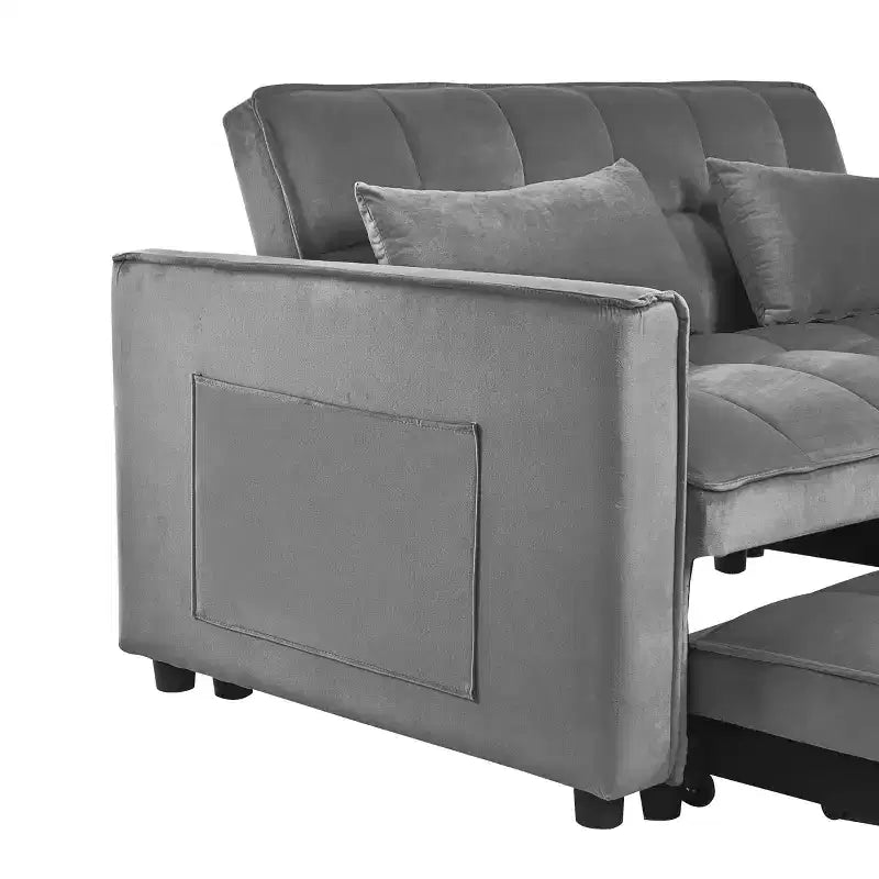 PexFix Divano Letto Trasformabile 3 in 1 Divano Estraibile Schienale Regolabile in Velluto Divanetto Futon con Cuscini per Soggiorno Grigio Scuro