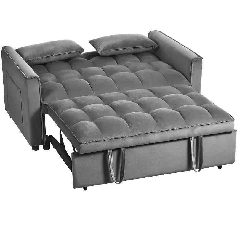 PexFix Divano Letto Trasformabile 3 in 1 Divano Estraibile Schienale Regolabile in Velluto Divanetto Futon con Cuscini per Soggiorno Grigio Scuro