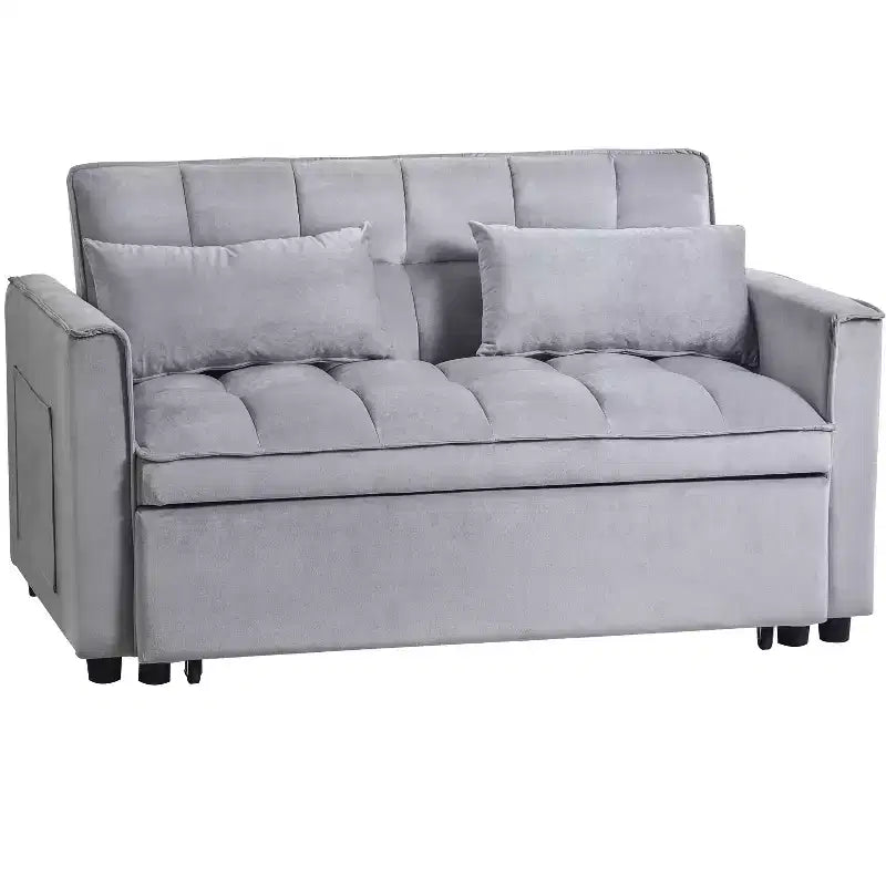 PexFix Divano Letto Trasformabile 3 in 1 Divano Estraibile Schienale Regolabile in Velluto con Cuscini per Soggiorno Appartamento Grigio