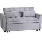 PexFix Divano Letto Trasformabile 3 in 1 Divano Estraibile Schienale Regolabile in Velluto con Cuscini per Soggiorno Appartamento Grigio