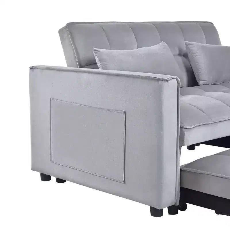 PexFix Divano Letto Trasformabile 3 in 1 Divano Estraibile Schienale Regolabile in Velluto con Cuscini per Soggiorno Appartamento Grigio