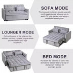PexFix Divano Letto Trasformabile 3 in 1 Divano Estraibile Schienale Regolabile in Velluto con Cuscini per Soggiorno Appartamento Grigio