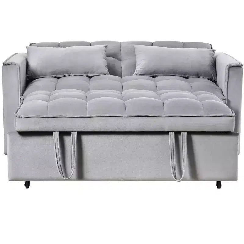 PexFix Divano Letto Trasformabile 3 in 1 Divano Estraibile Schienale Regolabile in Velluto con Cuscini per Soggiorno Appartamento Grigio