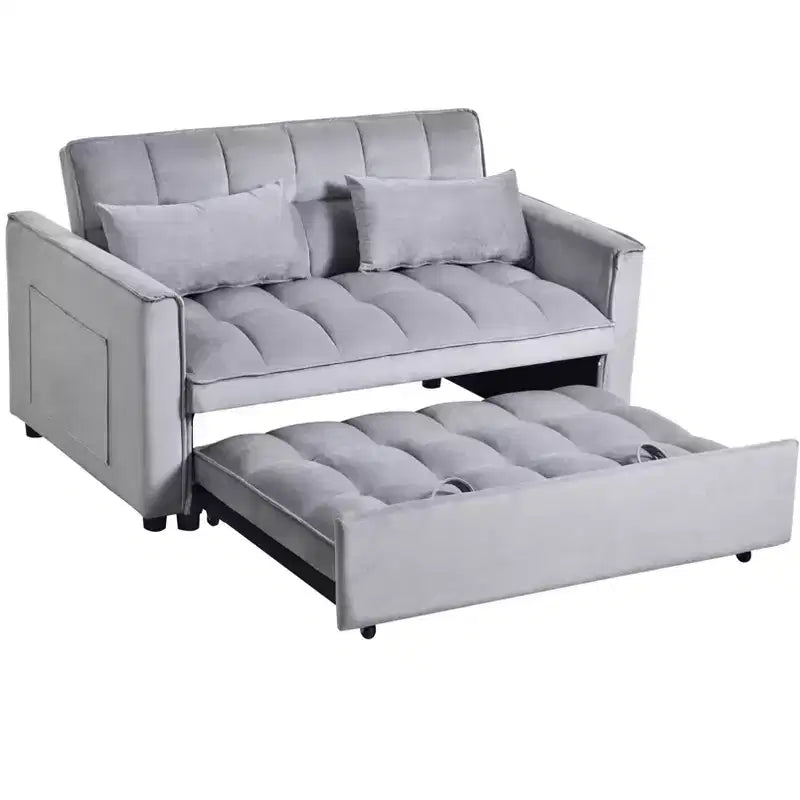 PexFix Divano Letto Trasformabile 3 in 1 Divano Estraibile Schienale Regolabile in Velluto con Cuscini per Soggiorno Appartamento Grigio