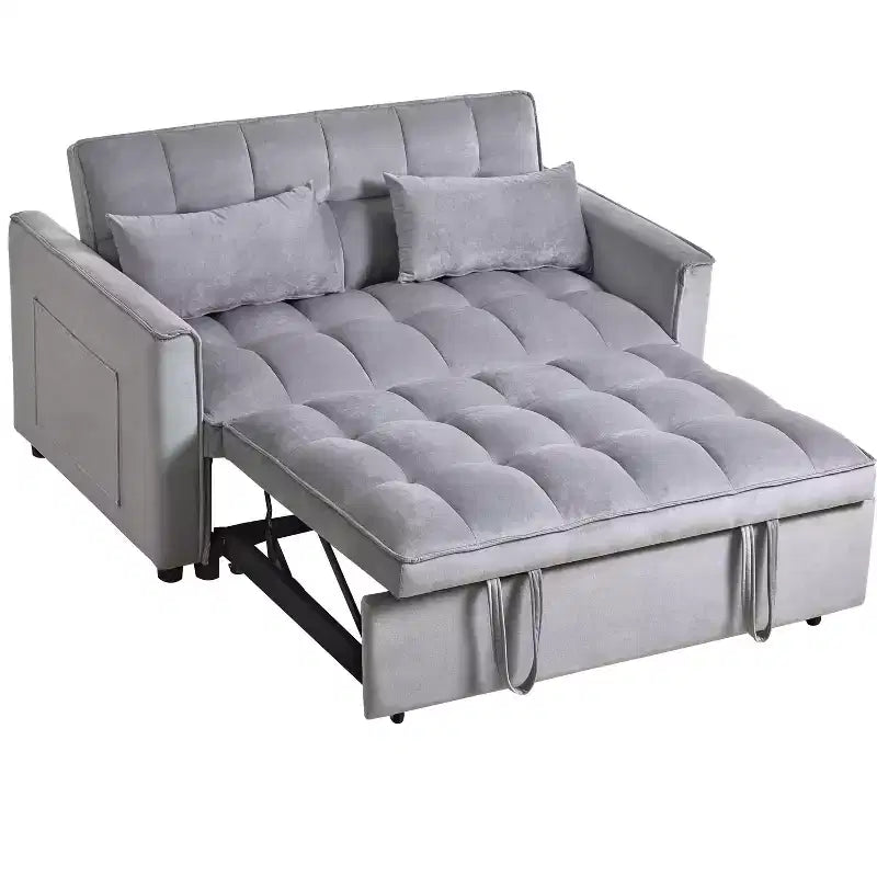 PexFix Divano Letto Trasformabile 3 in 1 Divano Estraibile Schienale Regolabile in Velluto con Cuscini per Soggiorno Appartamento Grigio
