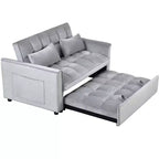 PexFix Divano Letto Trasformabile 3 in 1 Divano Estraibile Schienale Regolabile in Velluto con Cuscini per Soggiorno Appartamento Grigio