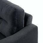 Divano componibile a 3 posti PexFix con molle a "U" e struttura in legno massello, divano imbottito in velluto in stile Mid-Century per soggiorno, camera da letto, ufficio, nero
