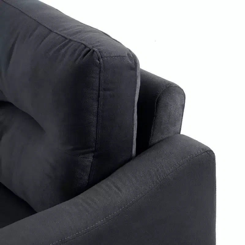 Divano componibile a 3 posti PexFix con molle a "U" e struttura in legno massello, divano imbottito in velluto in stile Mid-Century per soggiorno, camera da letto, ufficio, nero