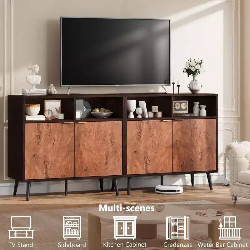31.5 Mobile Buffet - Credenza con Cassetti, Scaffali e Ante, Angolo Caffè e Compatibile con Robot Aspirapolvere