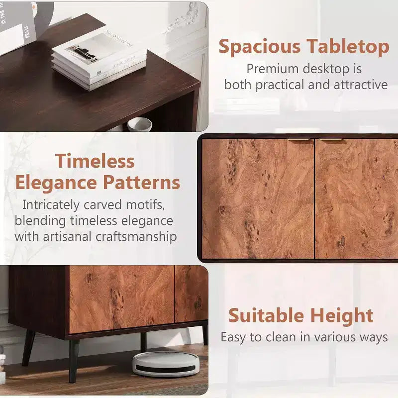 31.5 Mobile Buffet - Credenza con Cassetti, Scaffali e Ante, Angolo Caffè e Compatibile con Robot Aspirapolvere
