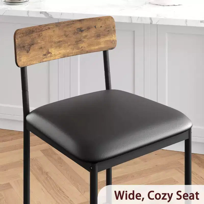 Set di 2 sgabelli da bar, sgabelli da bar da cucina con poggiapiedi, sedie da bar imbottite da 65 cm con schienale, 2 sgabelli da bancone ad altezza bancone per bancone bar