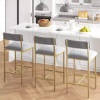 Set di 2 sgabelli da bar, sgabelli da bar da cucina con poggiapiedi, sedie da bar imbottite da 65 cm con schienale, 2 sgabelli da bancone ad altezza bancone per bancone bar