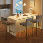 Set di 2 sgabelli da bar, sgabelli da bar da cucina con poggiapiedi, sedie da bar imbottite da 65 cm con schienale, 2 sgabelli da bancone ad altezza bancone per bancone bar
