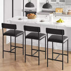 Set di 2 sgabelli da bar, sgabelli da bar da cucina con poggiapiedi, sedie da bar imbottite da 65 cm con schienale, 2 sgabelli da bancone ad altezza bancone per bancone bar