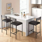 Set di 2 sgabelli da bar, sgabelli da bar da cucina con poggiapiedi, sedie da bar imbottite da 65 cm con schienale, 2 sgabelli da bancone ad altezza bancone per bancone bar