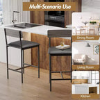 Set di 2 sgabelli da bar, sgabelli da bar da cucina con poggiapiedi, sedie da bar imbottite da 65 cm con schienale, 2 sgabelli da bancone ad altezza bancone per bancone bar