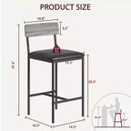 Set di 2 sgabelli da bar, sgabelli da bar da cucina con poggiapiedi, sedie da bar imbottite da 65 cm con schienale, 2 sgabelli da bancone ad altezza bancone per bancone bar