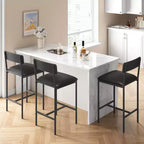 Set di 2 sgabelli da bar, sgabelli da bar da cucina con poggiapiedi, sedie da bar imbottite da 65 cm con schienale, 2 sgabelli da bancone ad altezza bancone per bancone bar