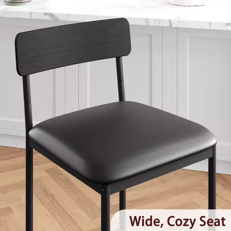 Set di 2 sgabelli da bar, sgabelli da bar da cucina con poggiapiedi, sedie da bar imbottite da 65 cm con schienale, 2 sgabelli da bancone ad altezza bancone per bancone bar