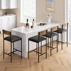 Set di 2 sgabelli da bar, sgabelli da bar da cucina con poggiapiedi, sedie da bar imbottite da 65 cm con schienale, 2 sgabelli da bancone ad altezza bancone per bancone bar