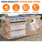 Cassetto per Cucina Esterna Acekool 30 L x 23 A x 10 P, Cassettiera a 2 Cassetti in Acciaio Inox da Incasso per Isola BBQ, Stazione Grill da Patio, Argento