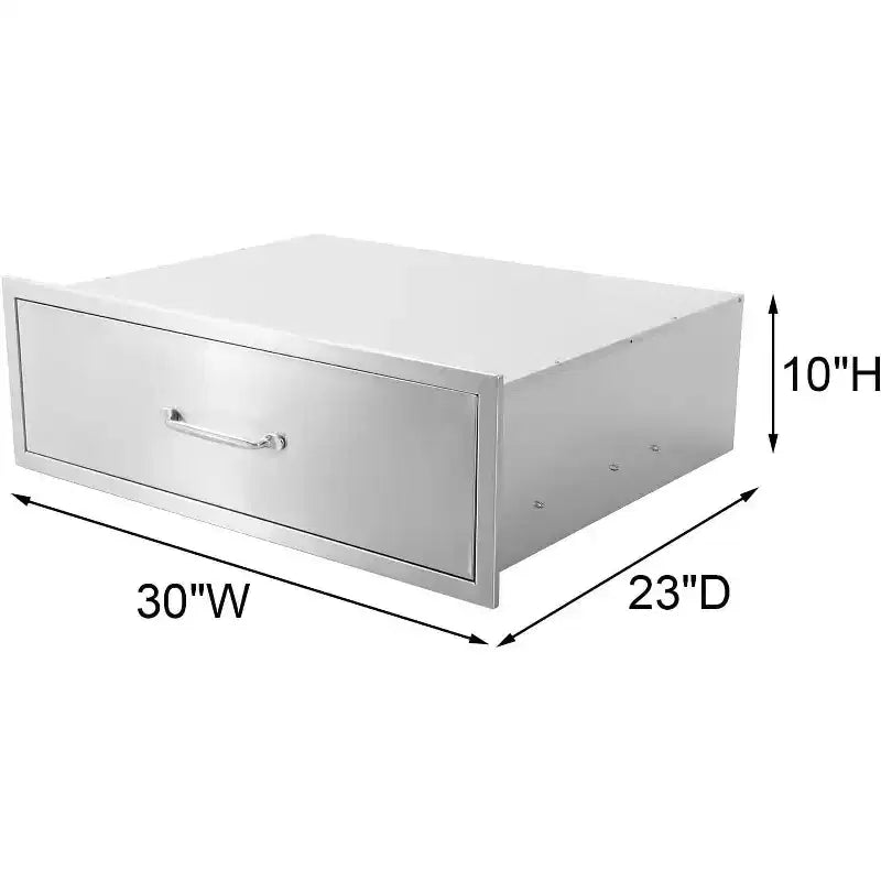 Cassetto per Cucina Esterna Acekool 30 L x 23 A x 10 P, Cassettiera a 2 Cassetti in Acciaio Inox da Incasso per Isola BBQ, Stazione Grill da Patio, Argento