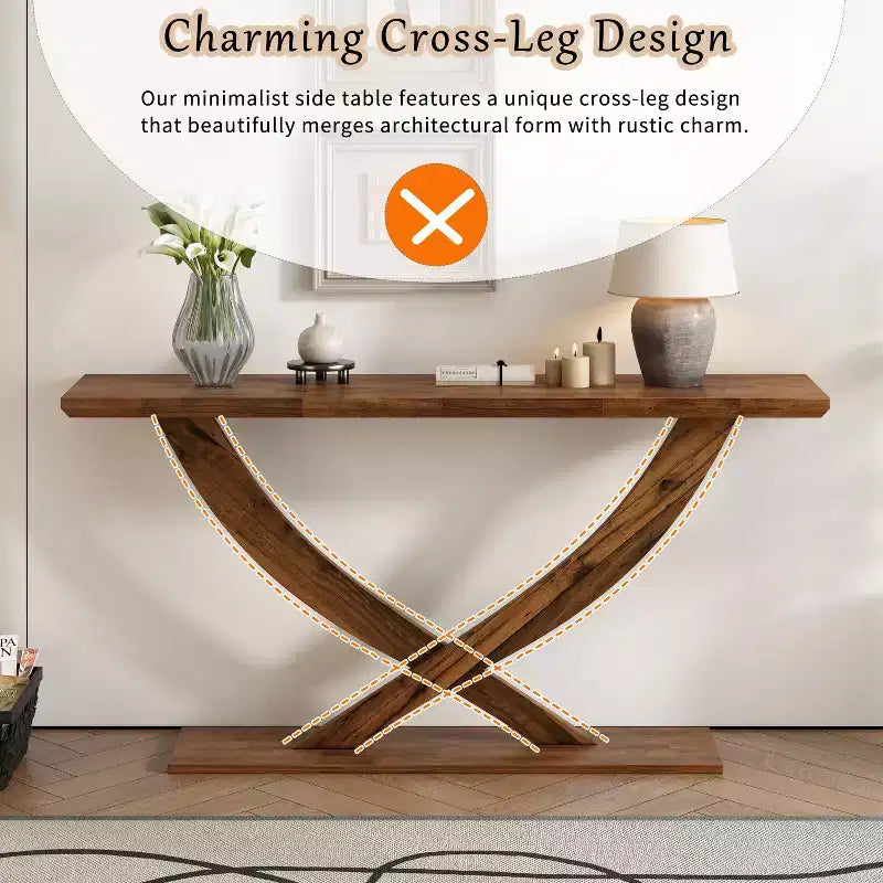 Okak 57IN Consolle Moderna con Design a Gambe Incrociate, Tavolino da Ingresso Minimalista con Piano Pesante, Tavolino d'Appoggio per Soggiorno, Corridoio