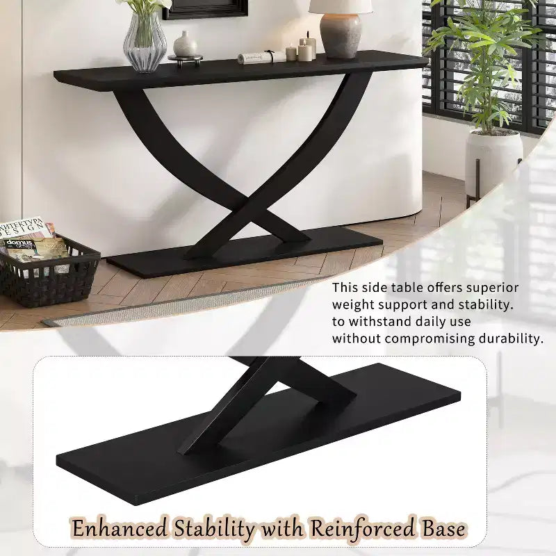 Okak 57IN Consolle Moderna con Design a Gambe Incrociate, Tavolino da Ingresso Minimalista con Piano Pesante, Tavolino d'Appoggio per Soggiorno, Corridoio