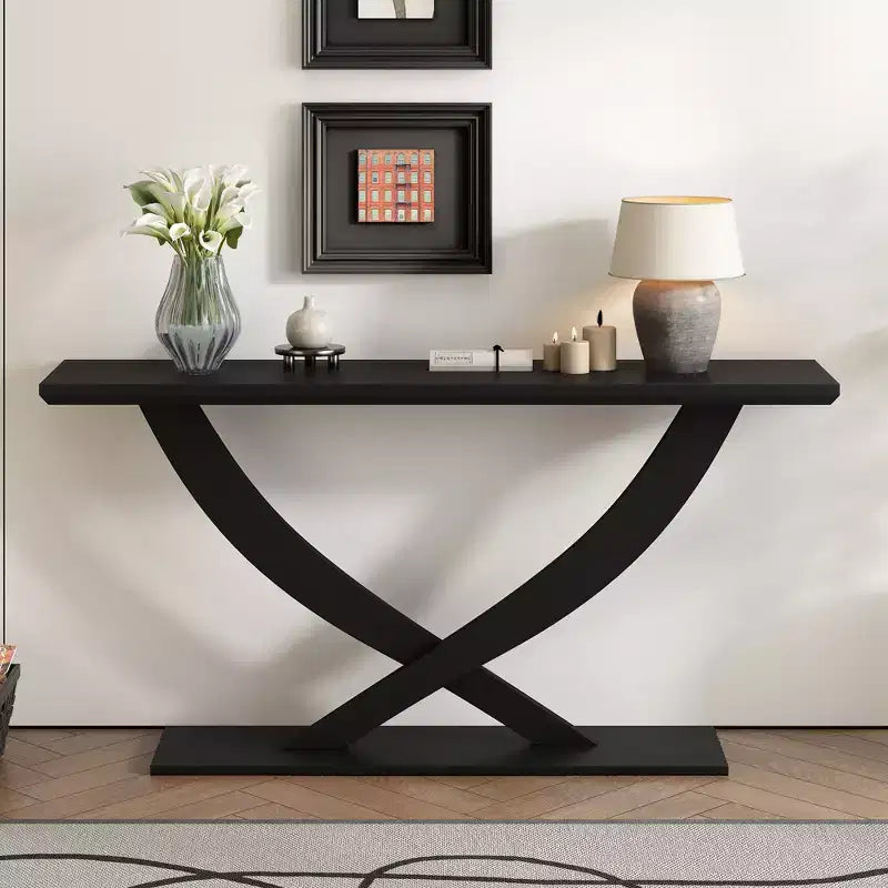 Okak 57IN Modern Console Table with Cross-Leg Design, Minimalism Entryway Table with Heavy Tabletop, Accent Table for Living Room, Hallway