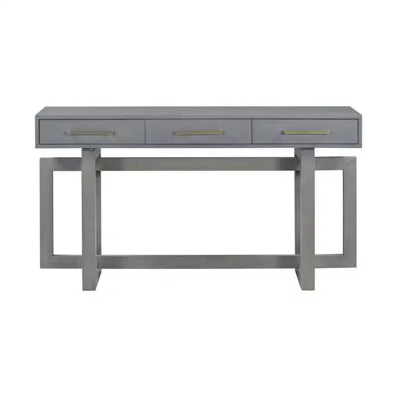 Okak 57IN Elegante Tavolo Consolle con Gambe dal Design Unico, Tavolo da Ingresso con 3 Cassetti e Maniglie in Metallo, Tavolo da Corridoio per Soggiorno, Ingresso