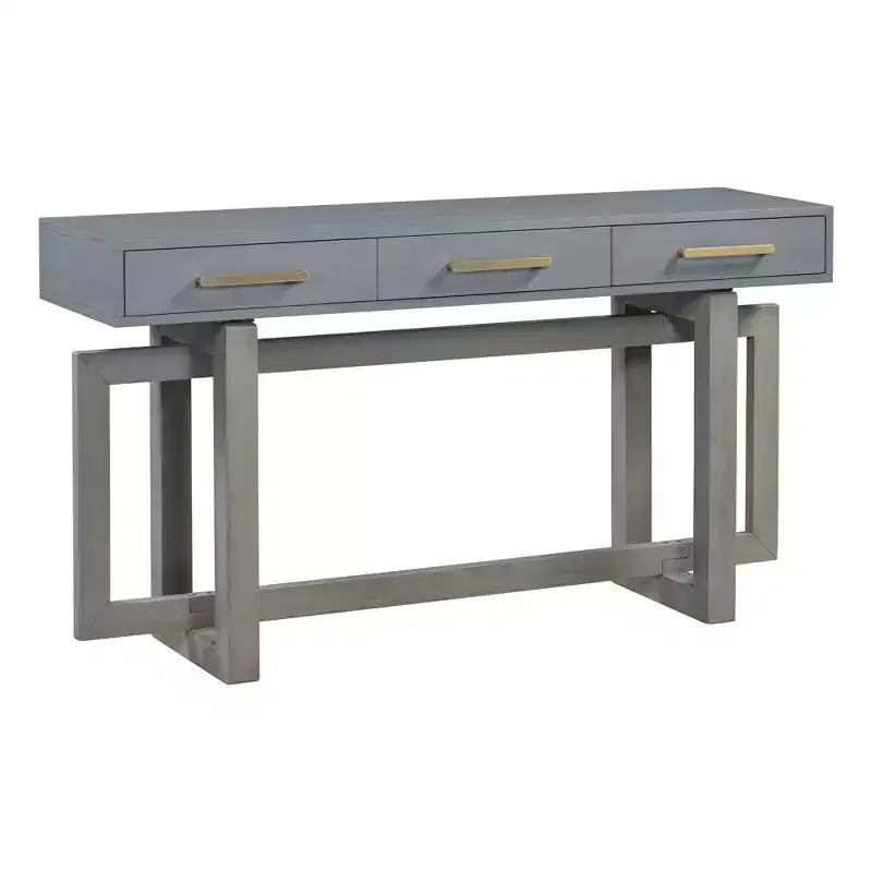 Okak 57IN Elegante Tavolo Consolle con Gambe dal Design Unico, Tavolo da Ingresso con 3 Cassetti e Maniglie in Metallo, Tavolo da Corridoio per Soggiorno, Ingresso