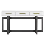 Okak 57IN Elegante Tavolo Consolle con Gambe dal Design Unico, Tavolo da Ingresso con 3 Cassetti e Maniglie in Metallo, Tavolo da Corridoio per Soggiorno, Ingresso