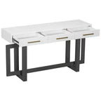 Okak 57IN Elegante Tavolo Consolle con Gambe dal Design Unico, Tavolo da Ingresso con 3 Cassetti e Maniglie in Metallo, Tavolo da Corridoio per Soggiorno, Ingresso