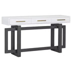 Okak 57IN Elegante Tavolo Consolle con Gambe dal Design Unico, Tavolo da Ingresso con 3 Cassetti e Maniglie in Metallo, Tavolo da Corridoio per Soggiorno, Ingresso