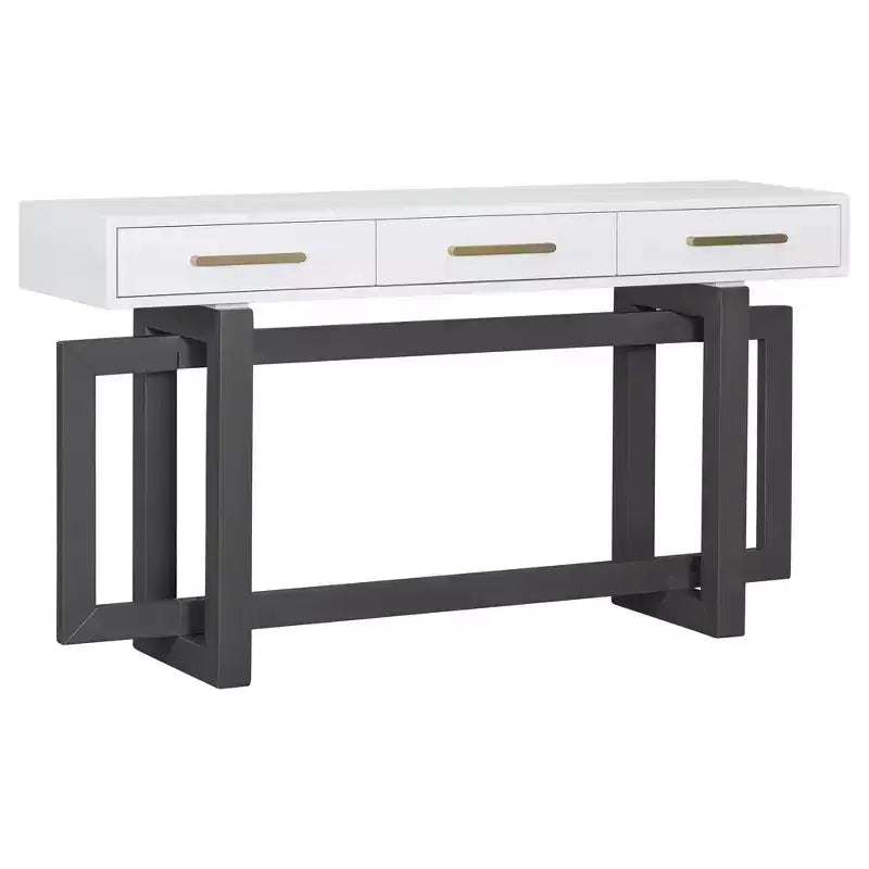 Okak 57IN Elegante Tavolo Consolle con Gambe dal Design Unico, Tavolo da Ingresso con 3 Cassetti e Maniglie in Metallo, Tavolo da Corridoio per Soggiorno, Ingresso