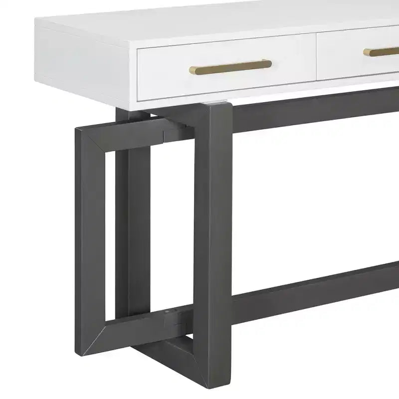 Okak 57IN Elegante Tavolo Consolle con Gambe dal Design Unico, Tavolo da Ingresso con 3 Cassetti e Maniglie in Metallo, Tavolo da Corridoio per Soggiorno, Ingresso