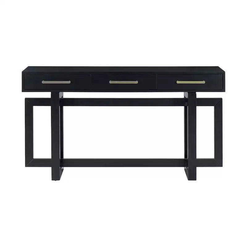 Okak 57IN Elegante Tavolo Consolle con Gambe dal Design Unico, Tavolo da Ingresso con 3 Cassetti e Maniglie in Metallo, Tavolo da Corridoio per Soggiorno, Ingresso